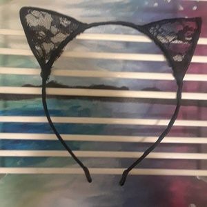 Black Lace Cat ear headband New!